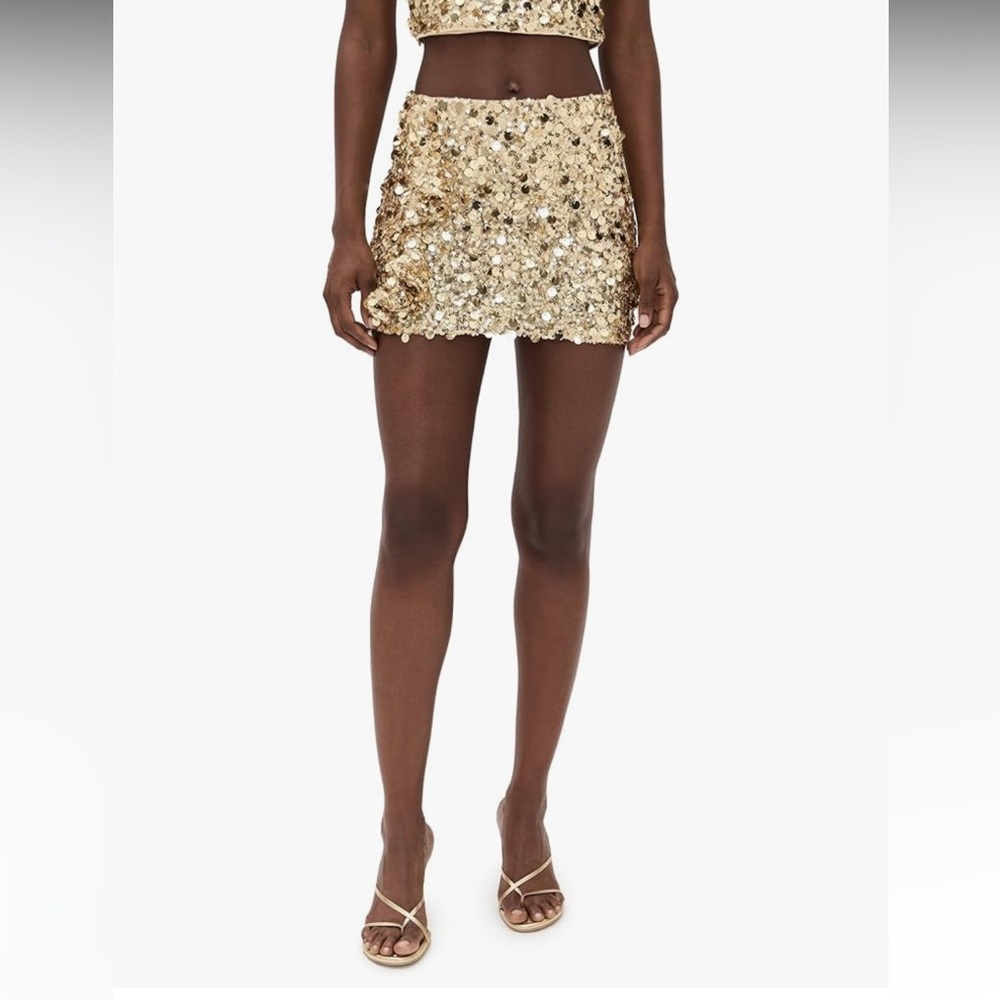 Show Me Your MuMu Gold Sequin Mini Skirt